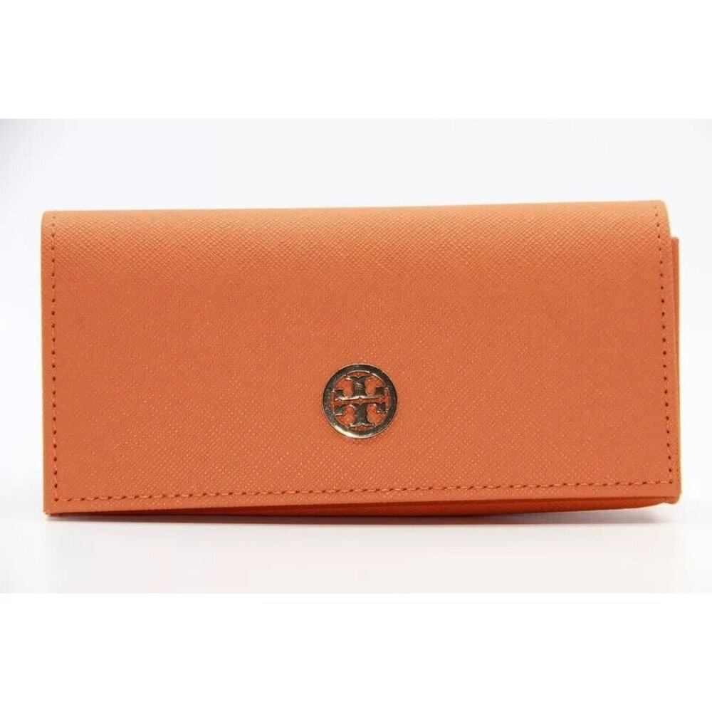 TORY BURCH ORANGE AUTHENTIC SUNGLASSES EYEGLASSES LEATHER CASE